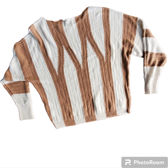 Chico's pullover sweater brown & cream size 2 - Picture 2 of 9